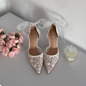 Hochzeit Brautschuhe, Hochzeitsschuhe, Weiße High Heels, Brautschuhe, Hochzeit Absätze, Weiße Stiletto Absätze