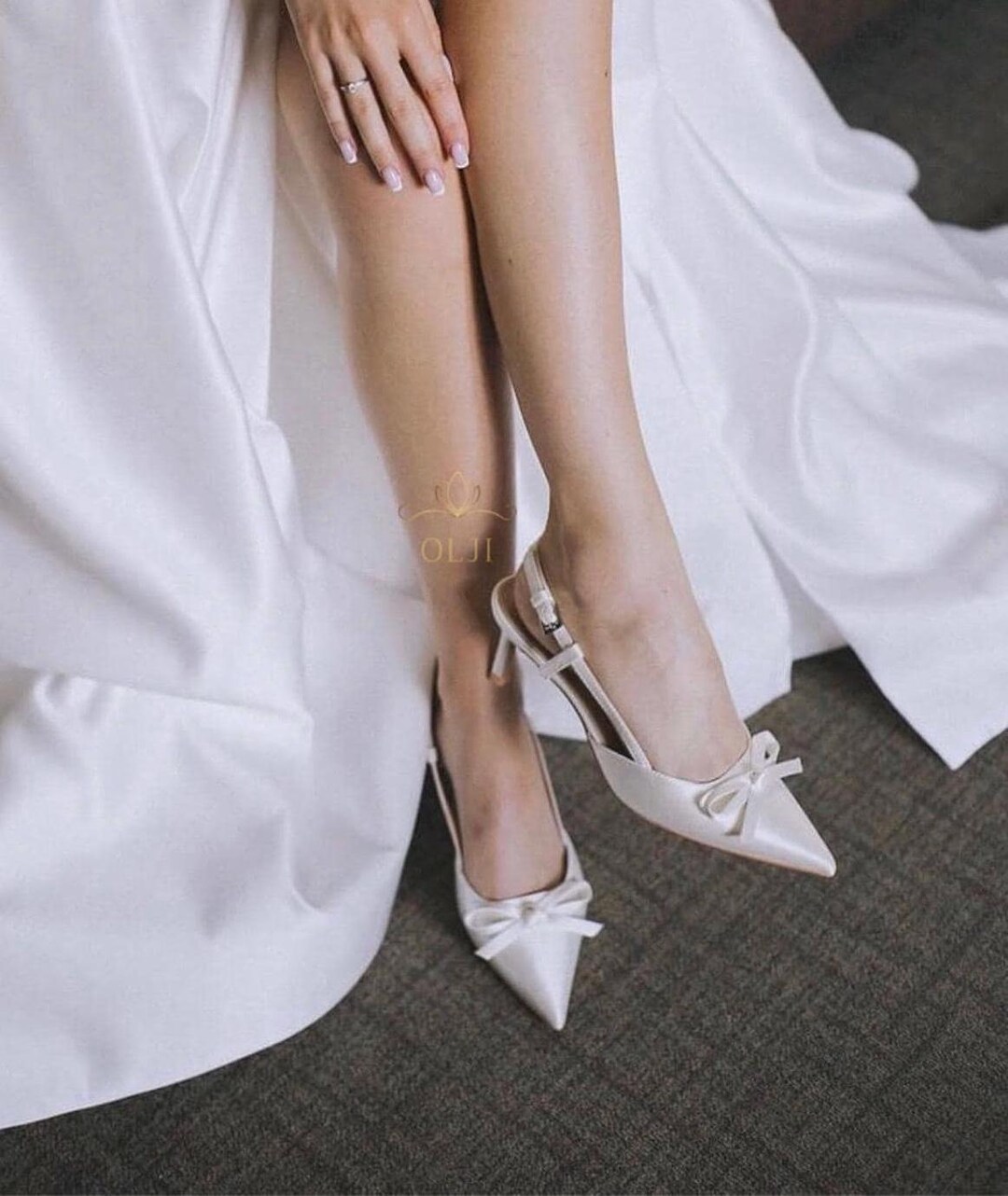 Wedding Shoes With Bow, Satin White Wedding Shoes, White High Heels — free download
