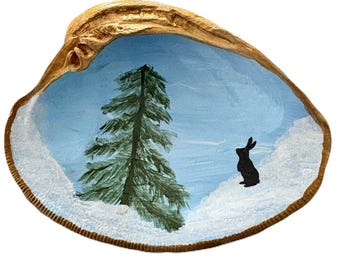 Hand painted clam shell ring dish
