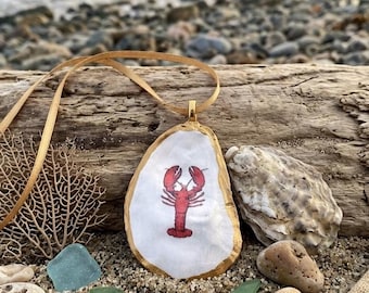 Oyster shell lobster necklace pendant