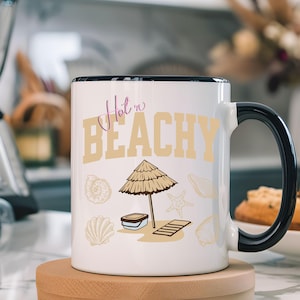 Taza de café playera y atractiva / Taza playera de verano para chicas / Taza con acento de color / Regalo con ambiente de verano / Taza para amantes de la playa / Ambiente playero