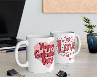 Personalized Happy Galentine's Day | Custom Galentine's Mug for Women | Adorable Best Friend Coffee Mug for Her | Valentine's Day gift.