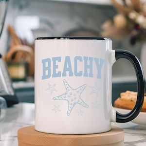 Taza playera / Taza playera de verano para chicas / Taza con acento de color / Regalo con ambiente veraniego / Taza para amantes de la playa / Ambiente playero