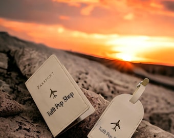 Personalized Laser Engraved Passport Holder & Luggage Tag Set