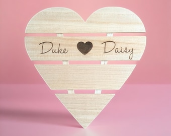 Custom Engraved Wood Heart, Personalized Valentine's Day Gift