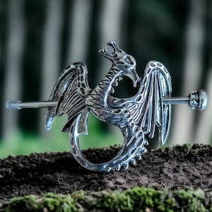 Handcrafted Dragon Hair Pin: Silver Fantasy Hair Accessory