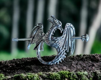 Handcrafted Dragon Hair Pin: Silver Fantasy Hair Accessory