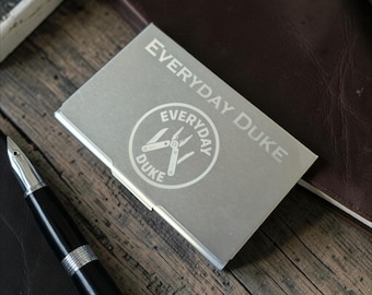 Custom Engraved Aluminum Business Card Holder | Personalized Metal Card Case | Custom Logo Engraved Card Wallet | Corporate Gift for Profess