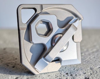 Tiitanium EDC Fidget Multi-Tool | Pocket Keychain Spinner with Screwdriver, Hex Wrench, and Box Cutter Minimalist Everyday Carry Gear