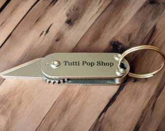 Custom Mini Knife Keychain: Personalized Laser Engraved Stainless Steel Pocket Cutter