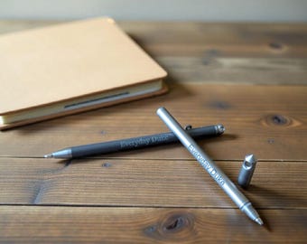 Custom Titanium Pen with Extra Ink Cartridges Personalized Laser Engraved EDC Writing Tool, Minimalist Durable Pen