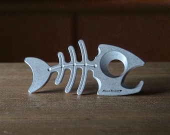 Personalized Titanium Fish Skeleton Bottle Opener – Custom Engraved Gift