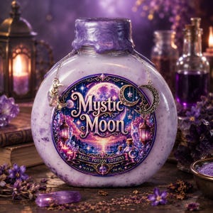 Loción de lavanda de luna mística / botella de poción de fantasía