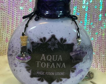 Aqua Tofana Primrose Lotion: Gothic Apothecary Potion Bottle