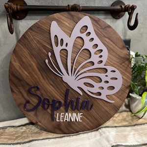 Butterfly l Custom Name Sign | Baby Name Signs | Purple Sign | Personalized Gift | Boho Butterfly Name Sign