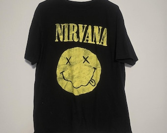 Excellent 2000's Alternative Rock Black T-Shirt - NIRVANA - Size: L