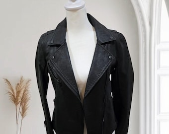 Anthropologie BLANKNYC Women JACKET L P Black Motorcycle Vegan Leather Zip NEW