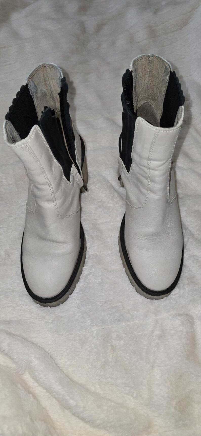 NEW Free People James Chelsea Ankle Boot Sz 8.5/39 White Leather Side Zip Womens image 1
