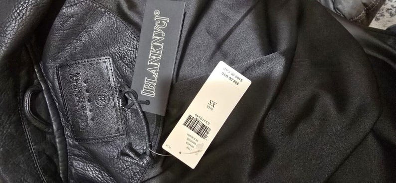 Anthropologie BLANKNYC Damjacka L P Svart Motorcykel Vegansk Läder Dragkedja NY bild 3