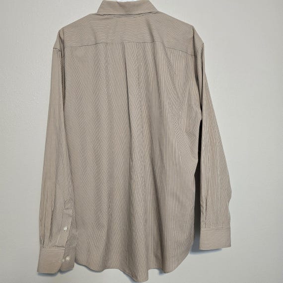 Roundtree & Yorke gold label non iron brown pinstripe large long sleeve