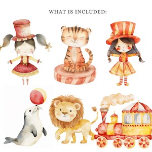 Watercolor Circus Clipart Bundle | Cute Carnival Performer and Animal ...