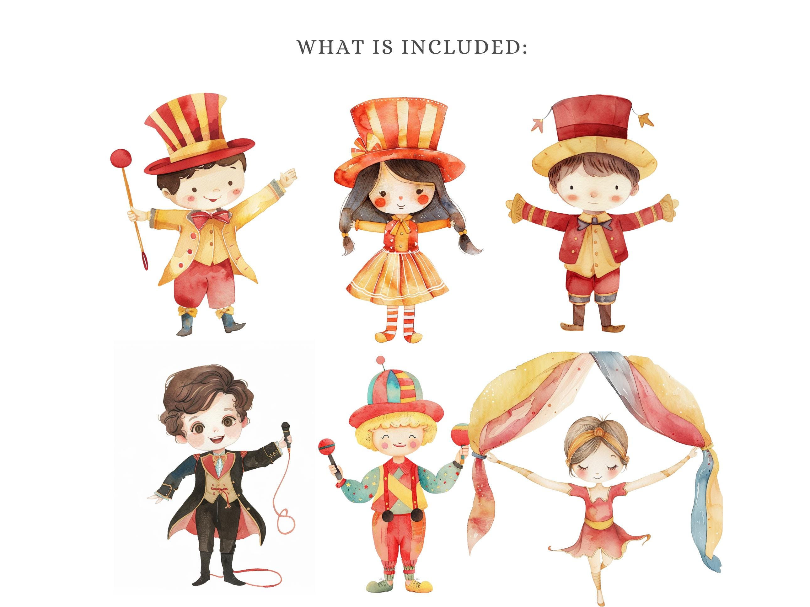 Watercolor Circus Clipart Bundle | Cute Carnival Performer and Animal ...