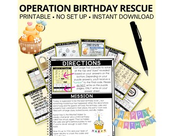 Birthday Escape Room Game for Kids, Printable Birthday Games, Printable Kids Escape Room,  Printable Party Games, Printable Party Activity