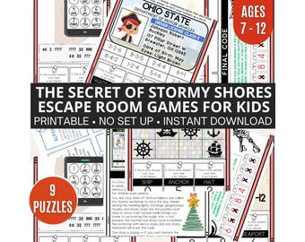 Piraten Escape Room Spiel für Kinder, 9 Kinder Escape Room Spiele, Geburtstags Escape Room Kids, druckbare Partyspiele, druckbare Geburtstagsspiele