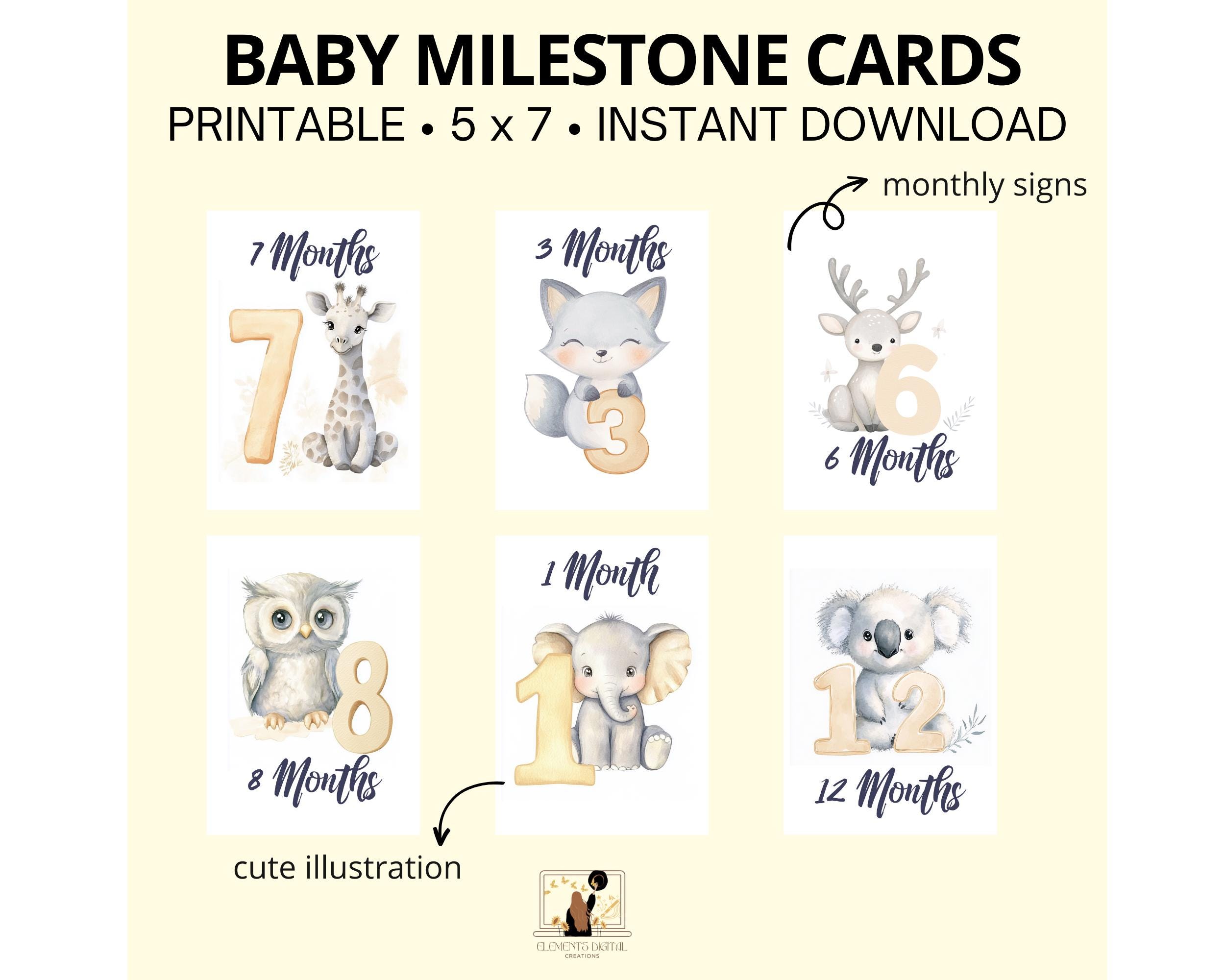 Baby Milestone Cards Printable X 16, Neutral Monthly Milestone Sign ...