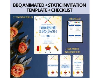Backyard BBQ Party Invitation Bundle: Animated & Printable (PDF Checklist)