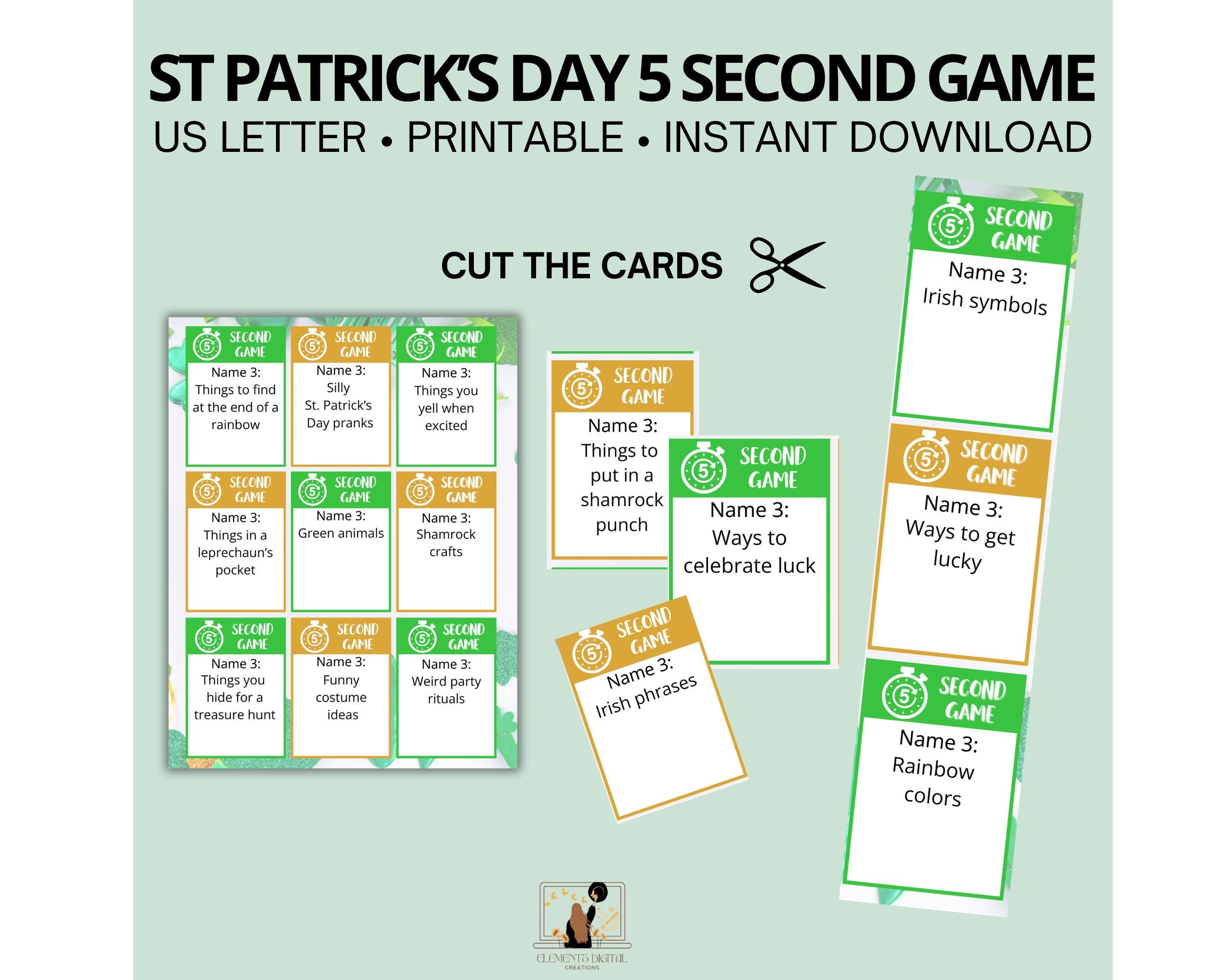 5 Second St. Patricks Day Game, Printable Party Game for Friends ...