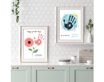 Großeltern-Tages-Handabdruck-Kunst, Großväter-Handabdruck-Kunst, Oma-Handabdruck-Handwerk, Druck-Handabdruck-Handwerk, Vatertags-Handabdruck-druckbar