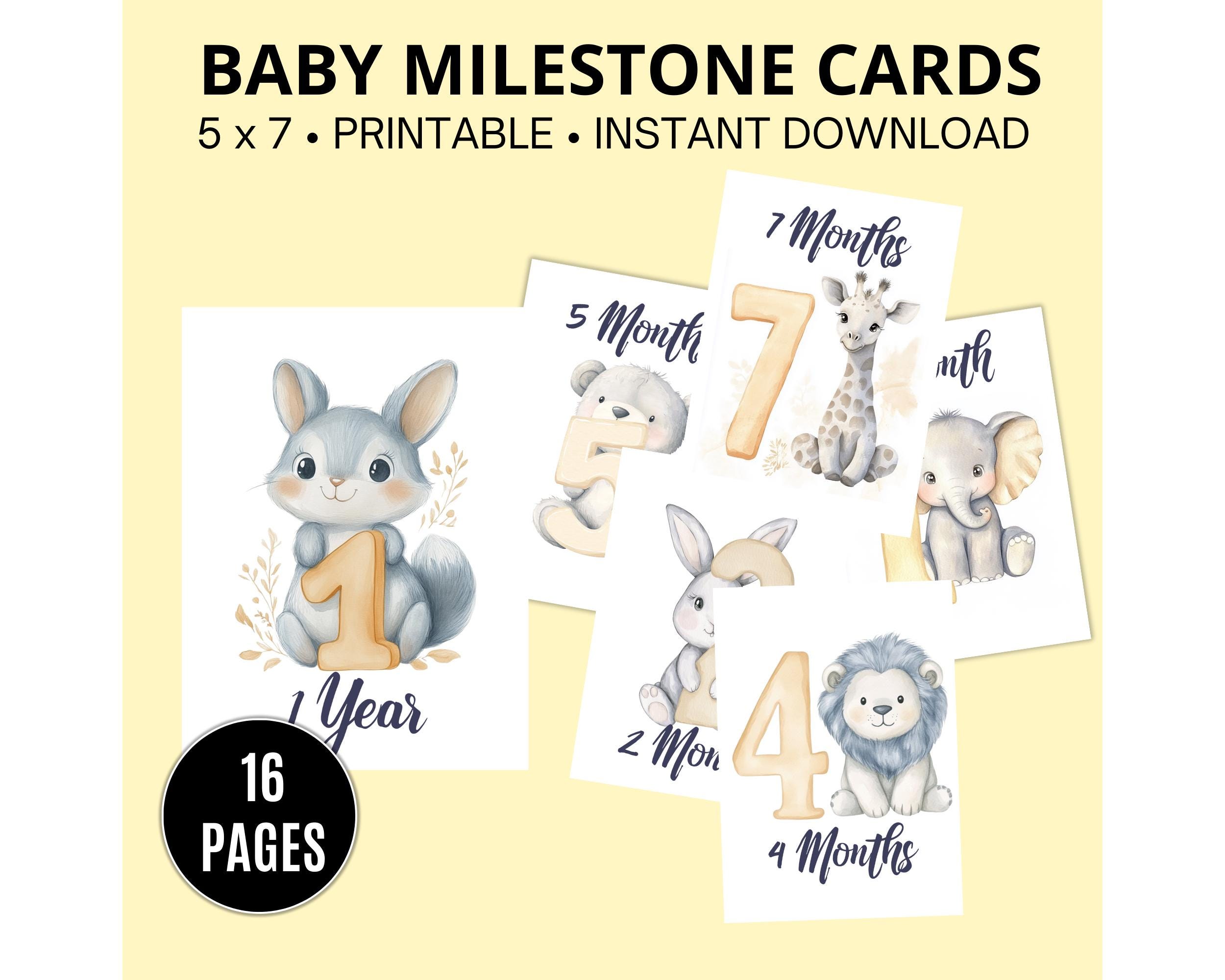 Baby Milestone Cards Printable X 16, Neutral Monthly Milestone Sign ...
