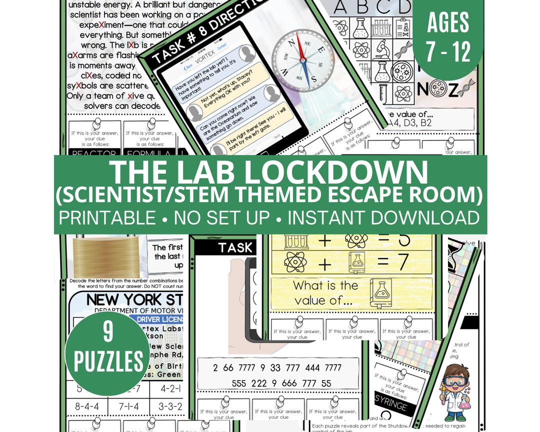 Science Escape Room for Kids, 9 Puzzle Printable Game, STEM Activity ...
