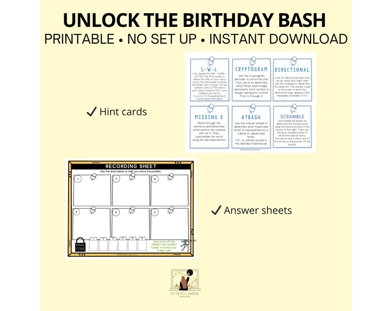 Birthday Escape Room Game, Printable Kids Party Activity, Birthday ...