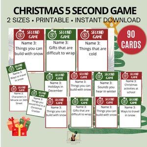 Juego de Navidad de 5 segundos, Juegos imprimibles, Juego para fiestas navideñas en familia (Descarga en PDF)