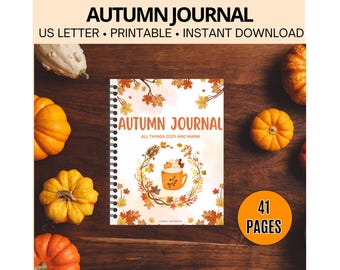 Herbst Self-Care Journal zum Ausdrucken: Herbst Bucket List, Stimmungs Tracker (US Letter PDF Download)