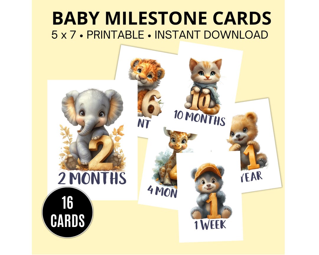 Printable Baby Milestone Cards, Neutral Monthly Milestone Sign for All ...