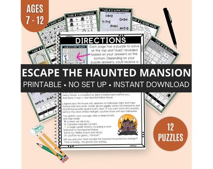 Escape Room for Kids | Printable Escape Room Kit | the Haunted House ...