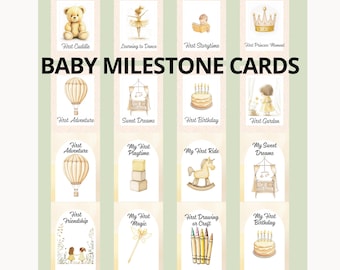 Biglietti stampabili per le tappe fondamentali del bambino, cartello mensile per le tappe fondamentali, accessori per le foto del primo anno, biglietti mensili per il bambino