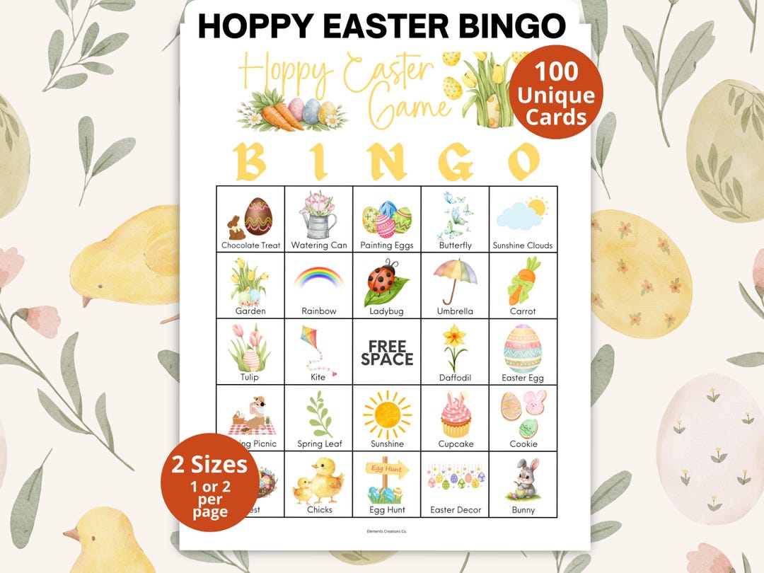 Classroom Easter Bingo Game, Spring Games Printable, 100 Unique Bingo ...