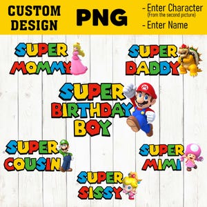 Mario Birthday Design, Custom Mario Birthday PNG, Mario Design for Family, PNG File