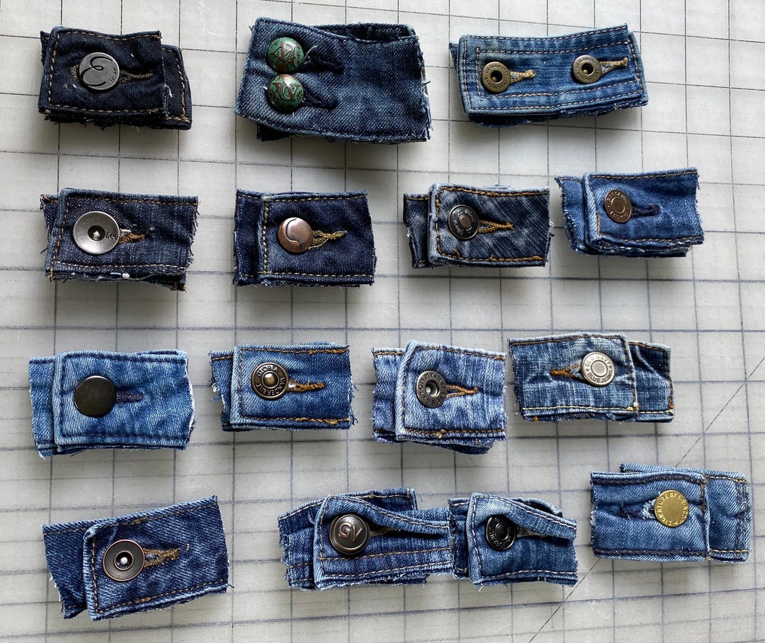 15 Salvaged Blue Jean Button/recycled Jean Buttons/blue Jean - Etsy