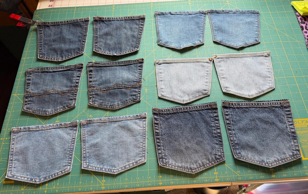 6 Sets LARGE Back Pockets/12 Jean Pockets/denim Pockets/jean Pieces ...
