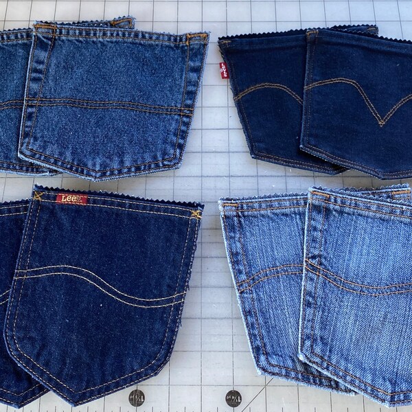 4 sets LARGE back pockets/8 jean pockets/denim pockets/jean pieces/silverware holder/jean pockets/senior crafts