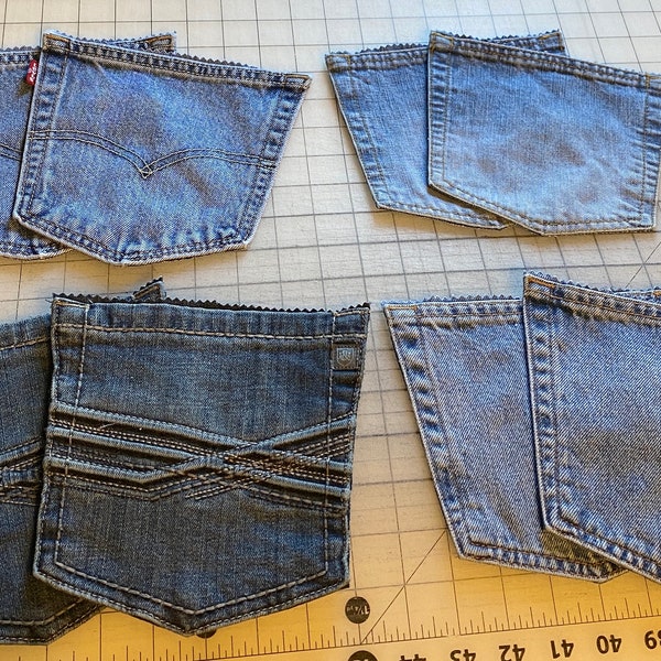 4 sets LARGE back pockets/8 jean pockets/denim pockets/jean pieces/silverware holder/jean pockets/senior crafts