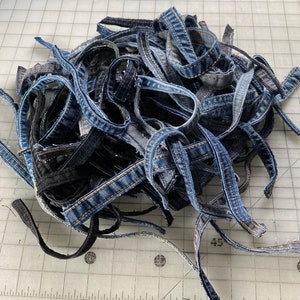 1 lb Bundle blue Jean seams/salvaged seams/denim scraps/jean pieces/denim seams