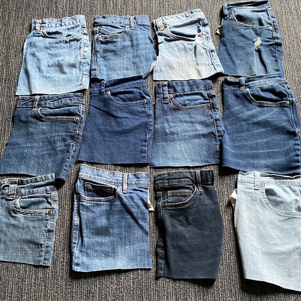 12 blue jean front pocket scraps/blue denim scraps/blue jean pieces/craft denim