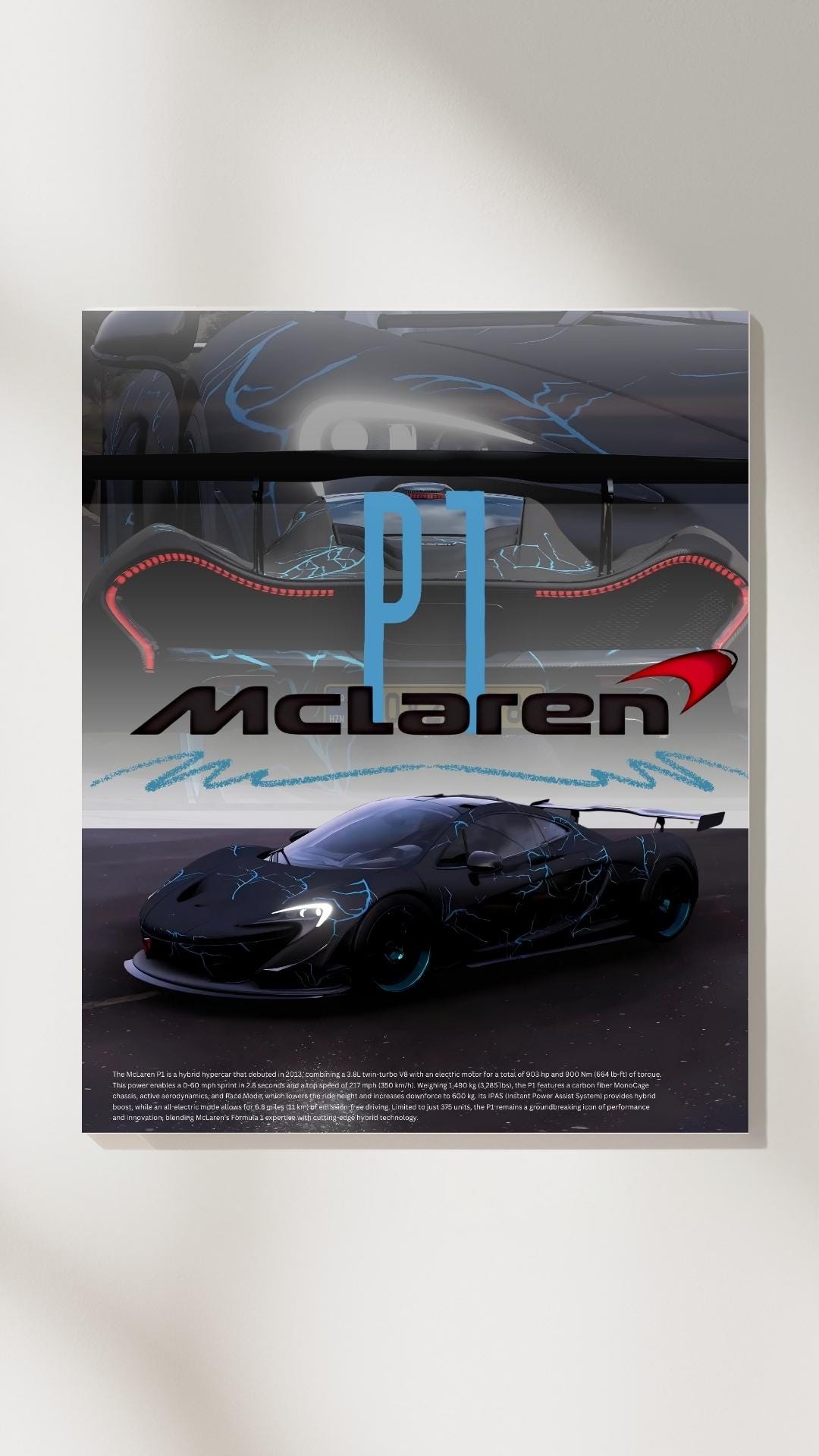 Poster McLaren P1 Décor Mural Voiture De Sport Vintage Art Imprimé Décoration Maison - Neuf