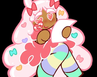 Cotton Candy Cookie Sweetheart Laminate Sticker (Cookie Run)